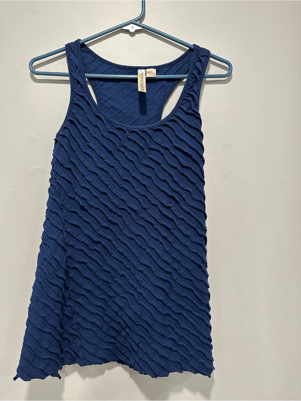 Eyeshadow Blue Crinkle Tiered Ruffle Tank Top Racerback Medium